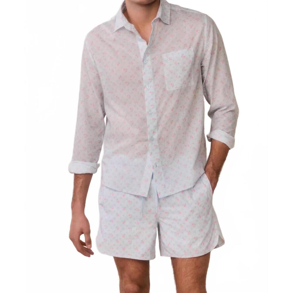 NEW LOVESHACKFANCY kai floral swim shorts in chapparal blue